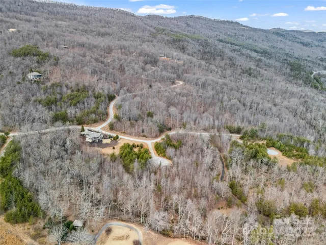 a view of a dry yard with lots of bushes