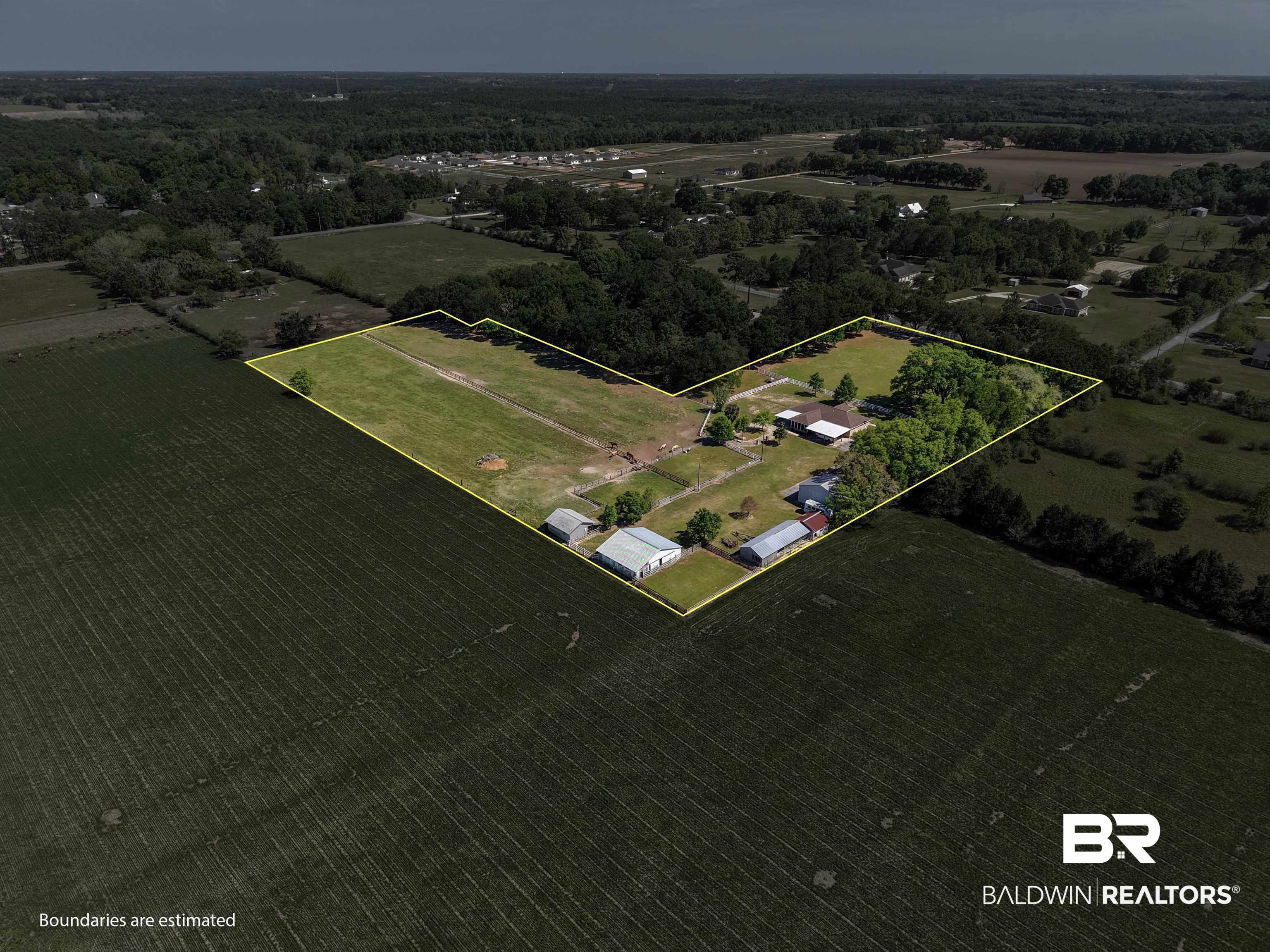 13795 White Road Silverhill, AL 36576 - Photo 89 of 99 Overview of rural landscape featuring property boundaries highlighted