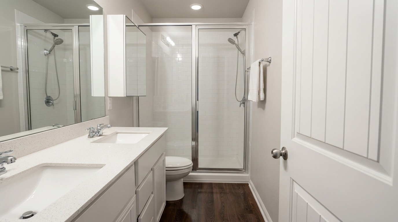 425 Shiner Lane Georgetown, TX 78626 - Photo 14 of 19 a bathroom with a sink a toilet and shower