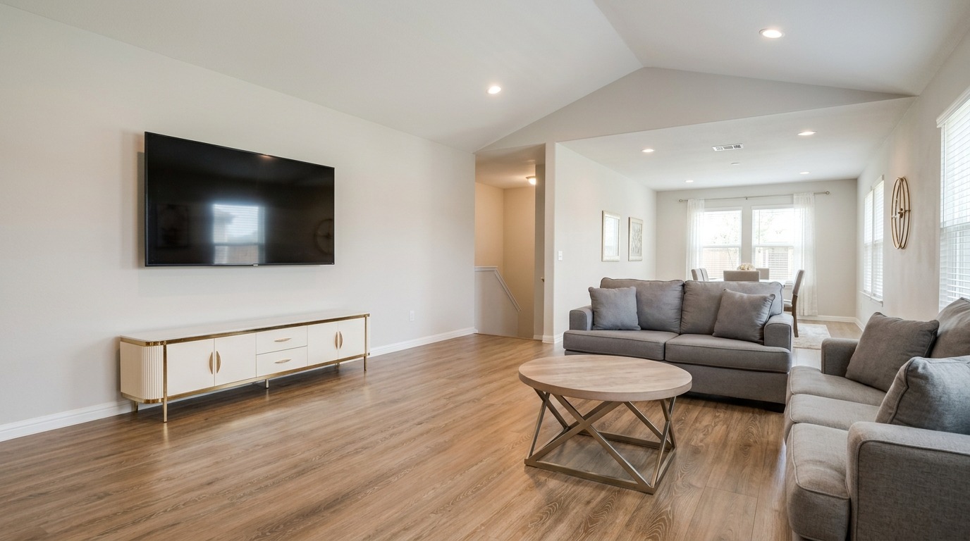 425 Shiner Lane Georgetown, TX 78626 - Photo 4 of 19 a living room with furniture and a flat screen tv