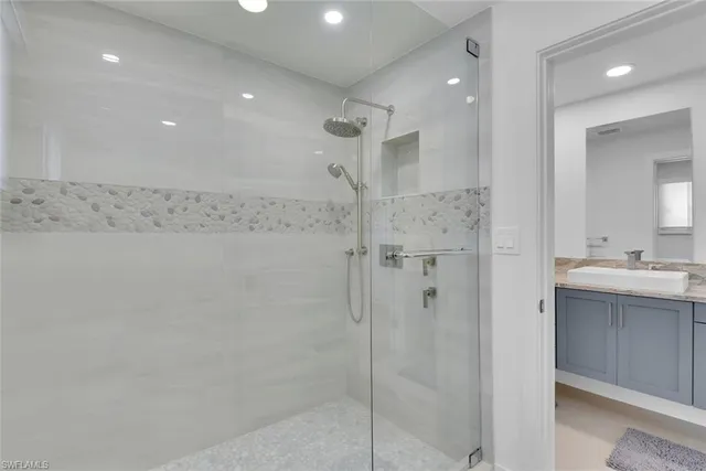 a bathroom with a shower
