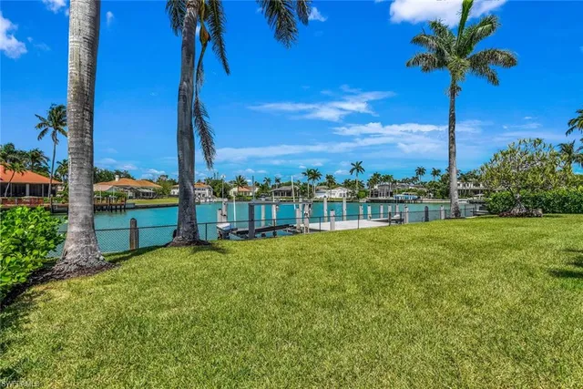 a view of a garden with a building