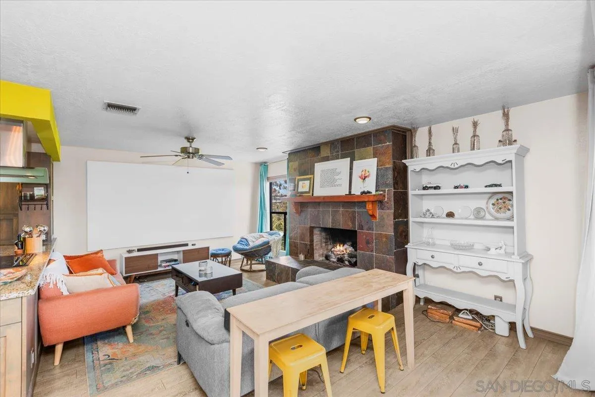 8621 Golf Drive Spring Valley, CA 91977 - Photo 13 of 41 a living room with furniture a fireplace and a table