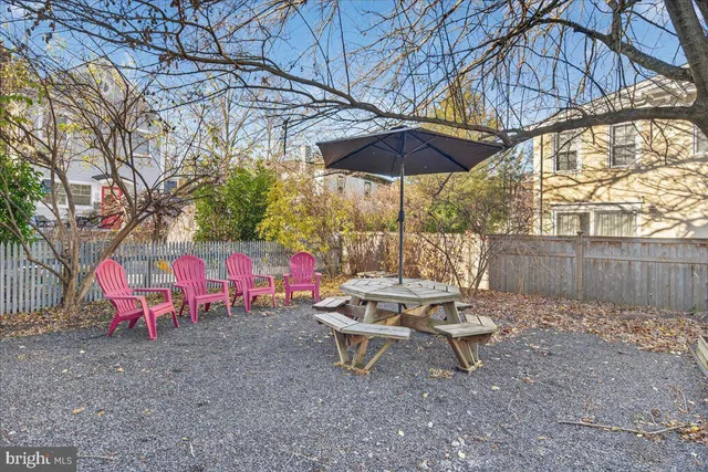 a view of backyard with sitting area