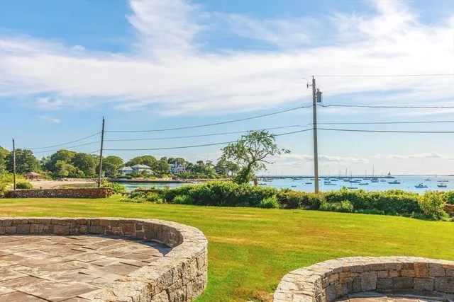a view of a swimming pool and a yard