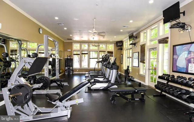 a view of a room with gym equipment