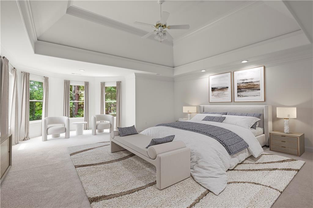 1200 Bay Pointe Terrace Alpharetta, GA 30005 - Photo 21 of 56 a spacious bedroom with a large bed couch and a large window