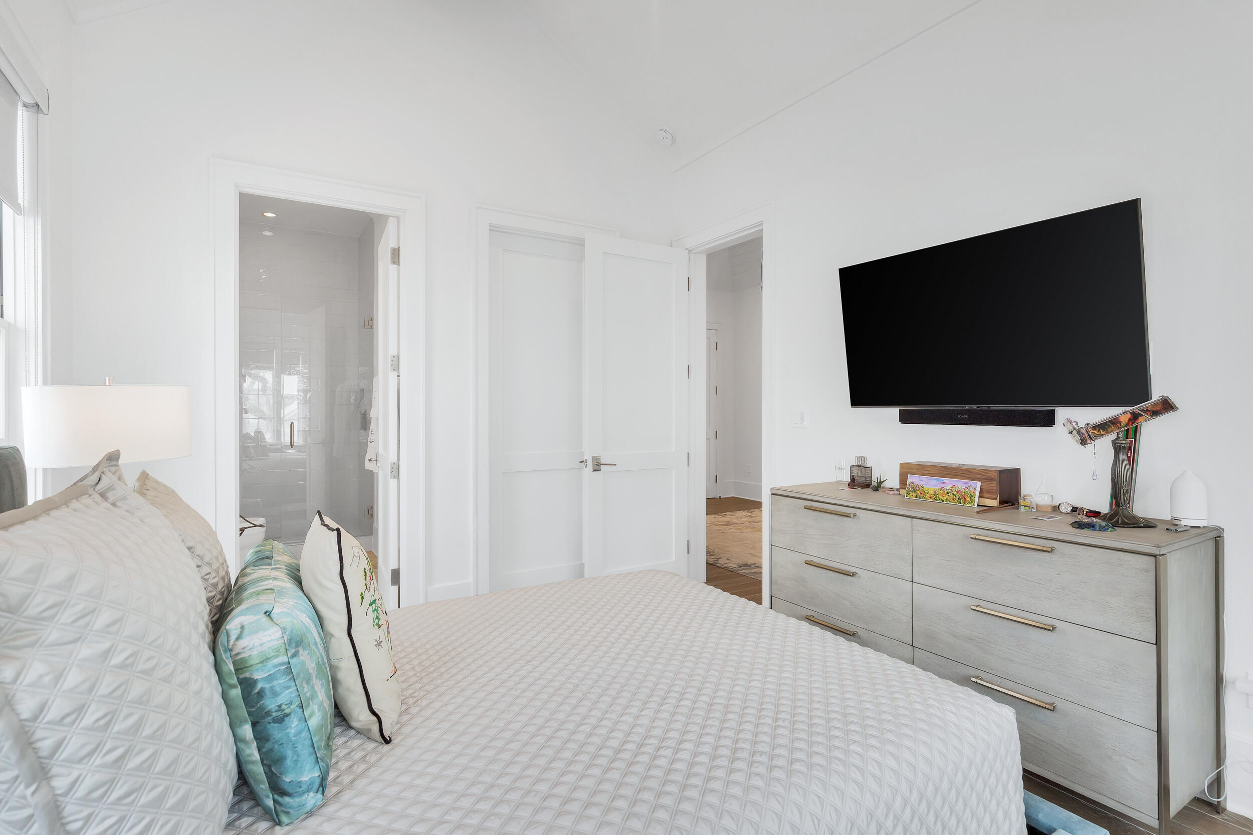 24 Bennett Santa Rosa Beach, FL 32459 - Photo 43 of 74 a bedroom with a bed and a flat screen tv