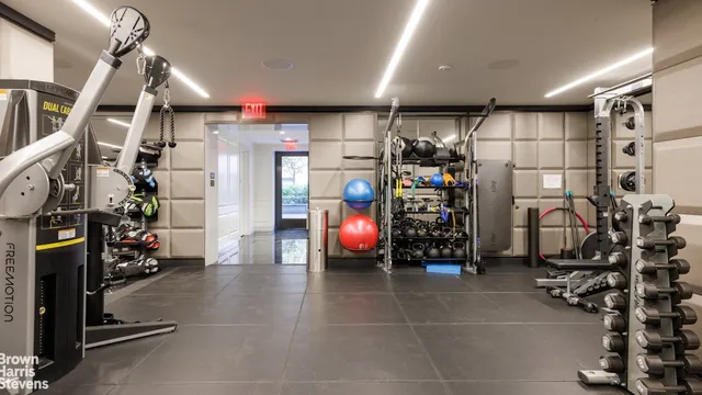 a view of a room with gym equipment