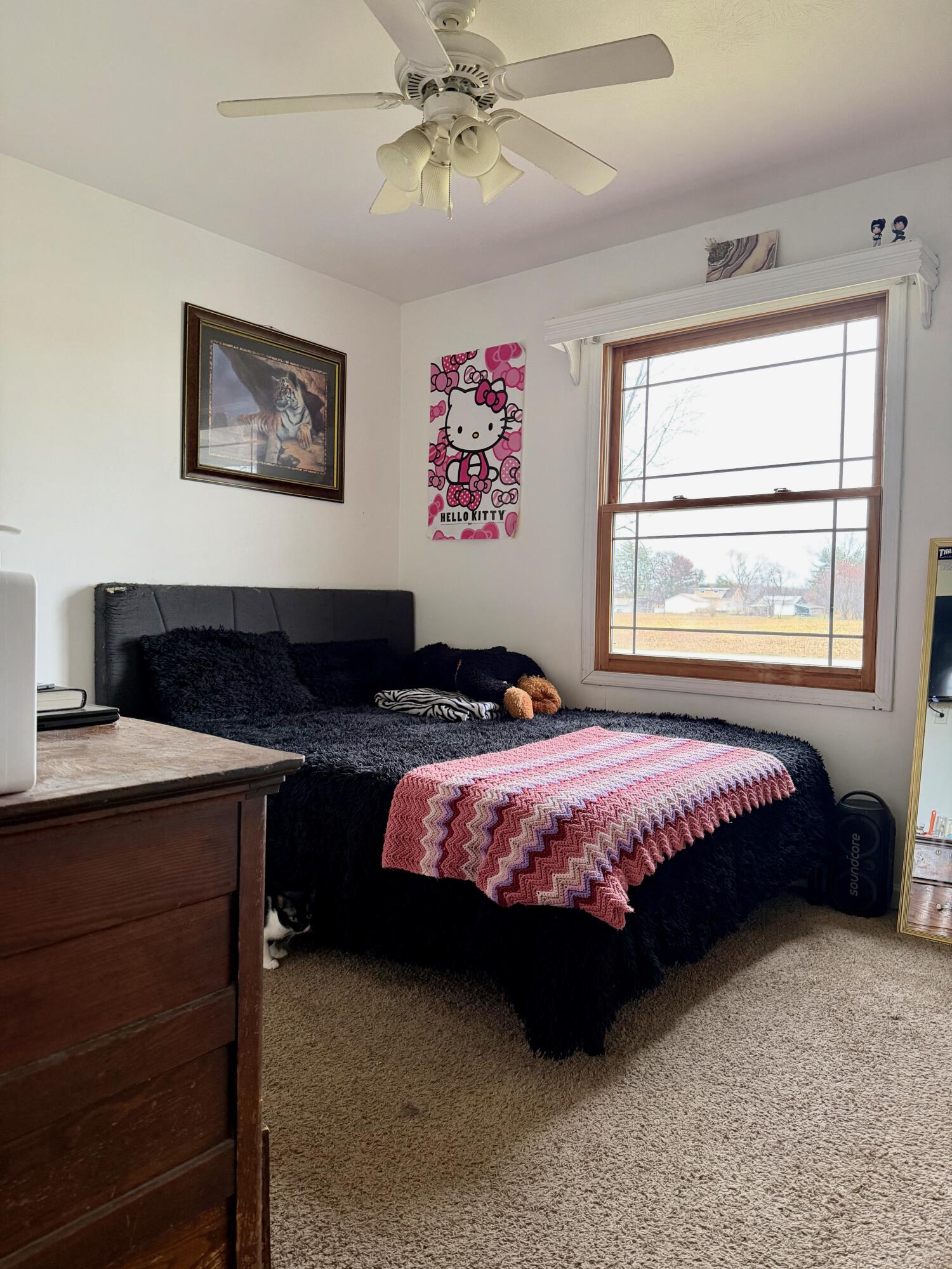 5850 West 600 North Winamac, IN 46996 - Photo 11 of 28 a spacious bedroom with a bed and a chandelier