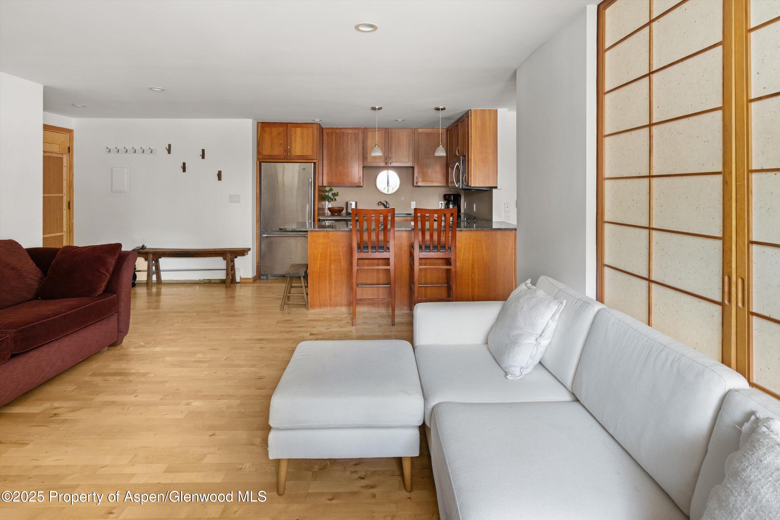 935 East Hopkins Avenue, Unit 7 Aspen, CO 81611 - Photo 9 of 17 a living room with furniture and wooden floor
