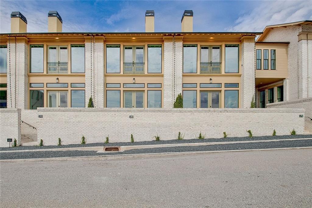 a view of a building with large windows