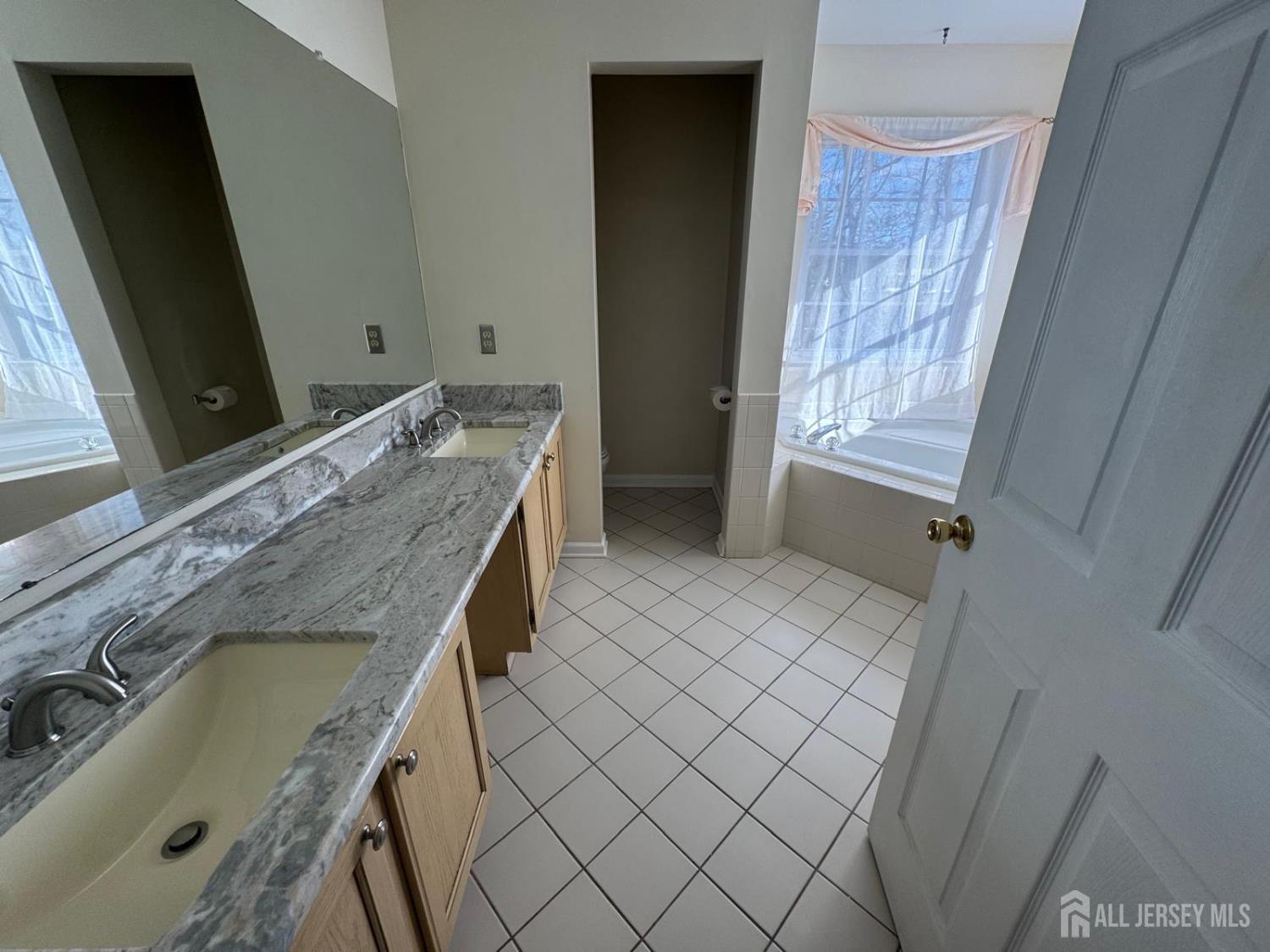 40 Potomac Road Monmouth Junction, NJ 08852 - Photo 26 of 48 a bathroom with a granite countertop sink and a mirror