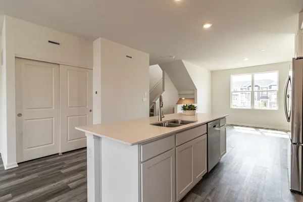 a view of a bathroom sink and mirror
