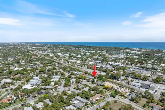 an aerial view of residential building and city view