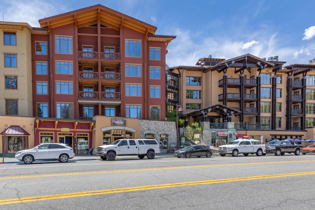 a front view of a building with street view