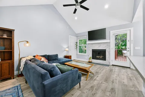 a living room with furniture