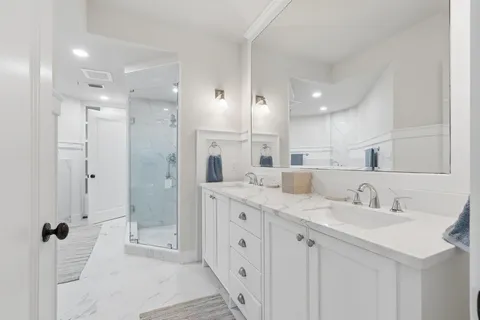 a bathroom with a shower