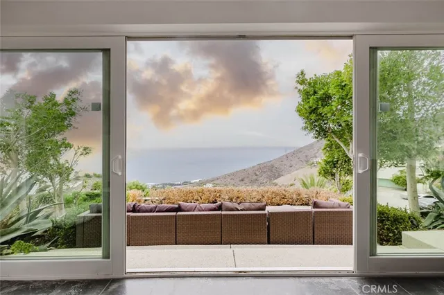 a view of a garden from a window