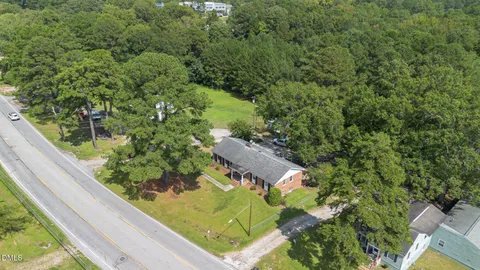 a view of a garden with an umbrella