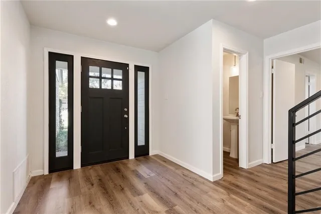 wooden floor and windows in a room