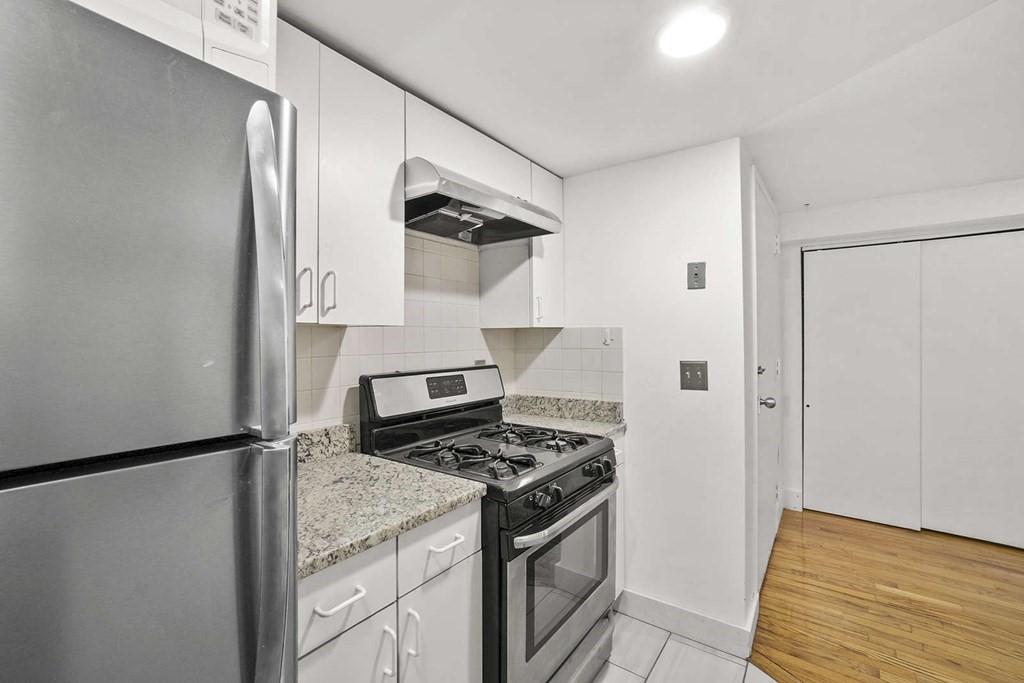 6 Dwight Street, Unit 1 Boston, MA 02118 - Photo 14 of 20 a kitchen with stainless steel appliances granite countertop a refrigerator and a stove