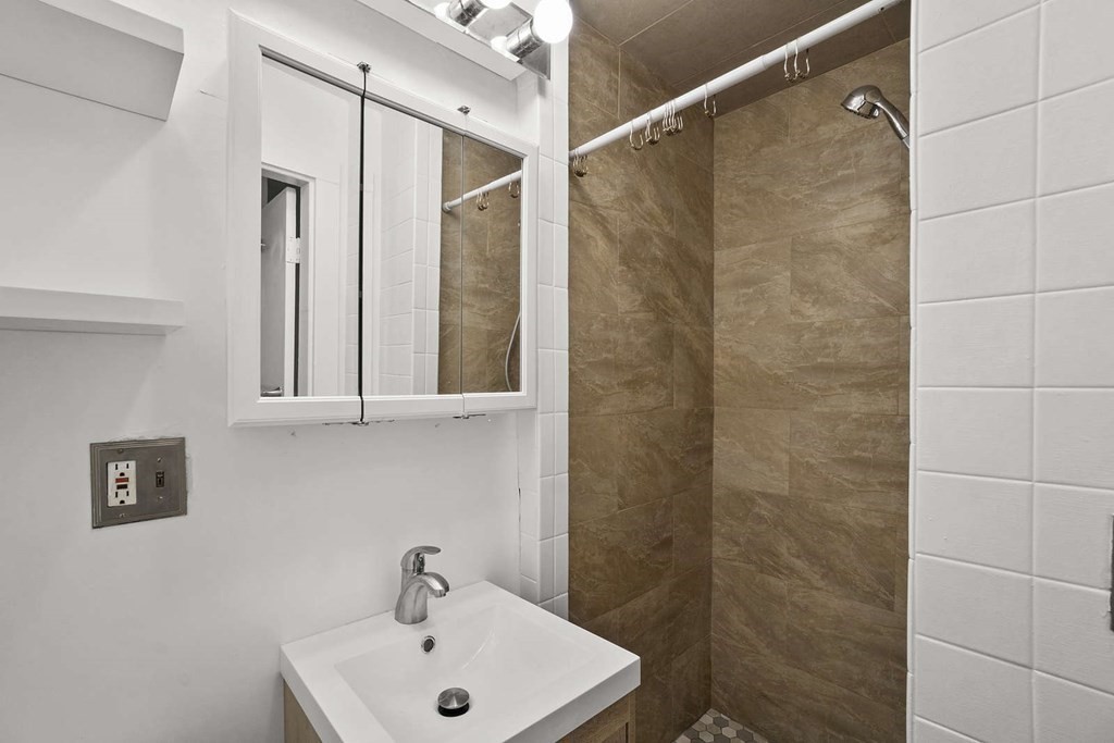 6 Dwight Street, Unit 1 Boston, MA 02118 - Photo 8 of 20 a bathroom with a sink a mirror and shower