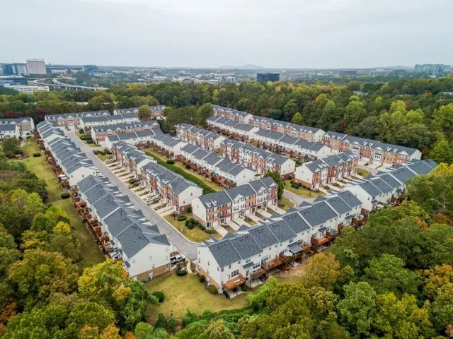 an aerial view of multiple house