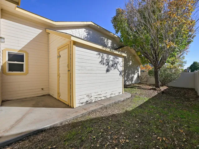 a view of a yard with a tree