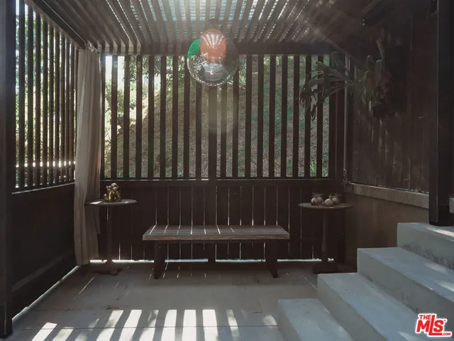 a view of a bench in patio