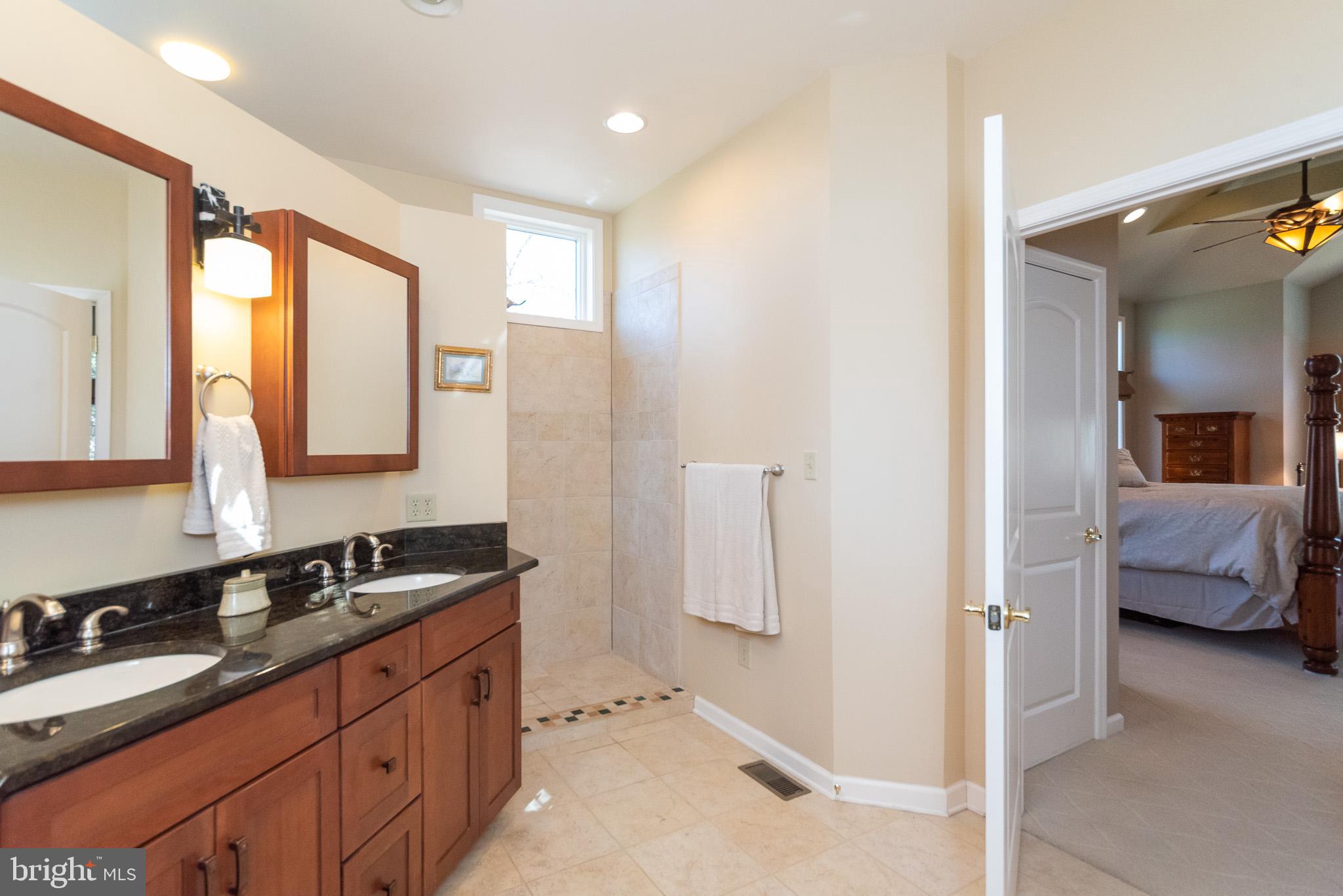 16550 Yeoho Road Sparks, MD 21152 - Photo 37 of 67 a en suite bathroom with a double vanity sink a mirror and a shower