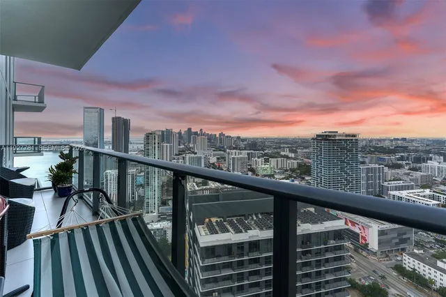 a view of city from a balcony