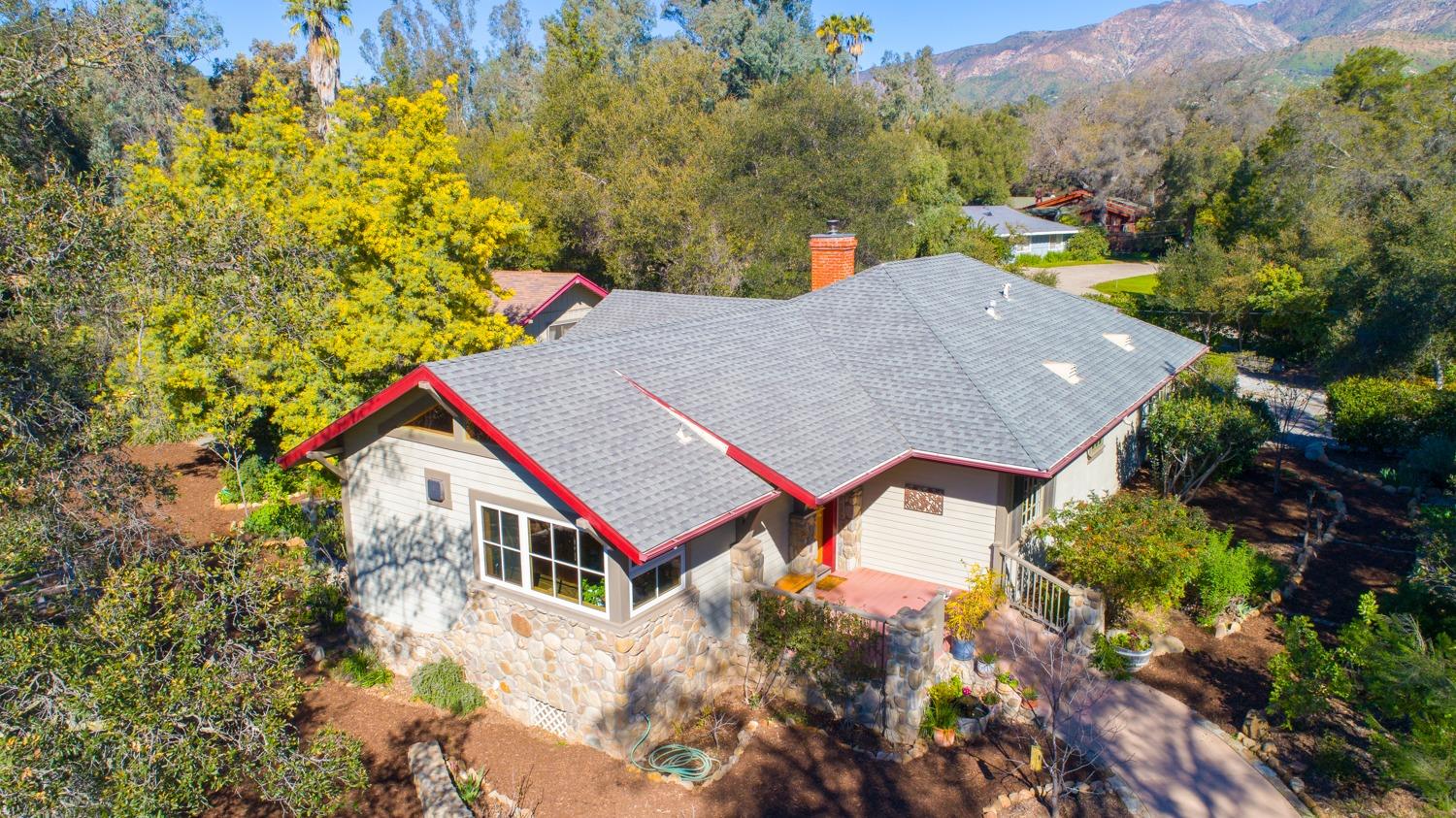 407 Del Norte Road Ojai, CA 93023 - Photo 38 of 39 an aerial view of a house with a yard