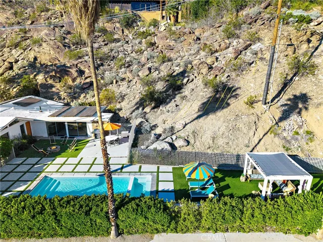 an aerial view of a house