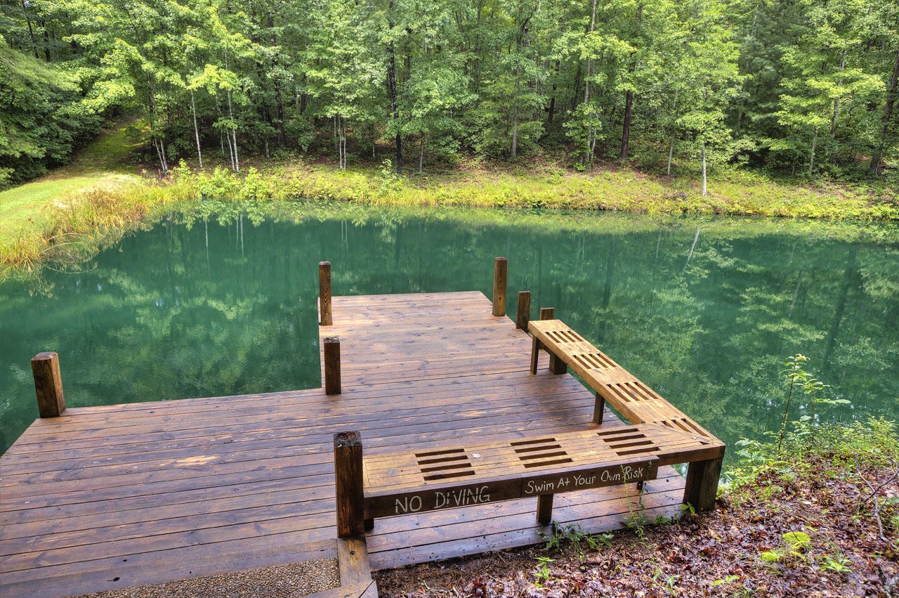 340 Doe Ridge Road Oneida, TN 37841 - Photo 30 of 40 a wooden bench sitting in the middle of a lake