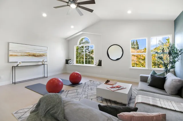 a view of a backyard with a slide