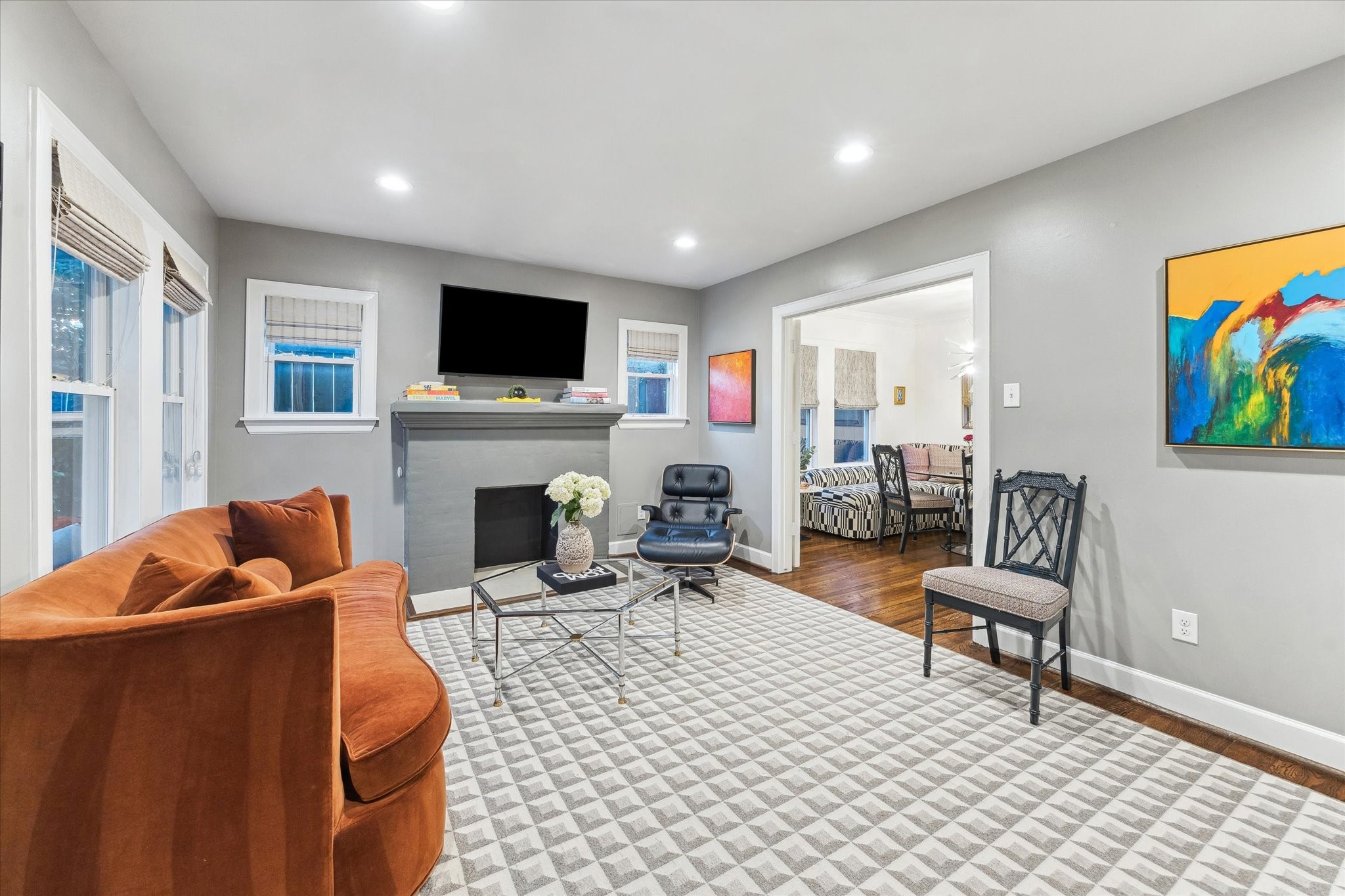 2124 Sul Ross Street Houston, TX 77098 - Photo 5 of 36 Formal Living area is spacious with fireplace, front facing windows, and flows nicely into the Formal Dining Room.