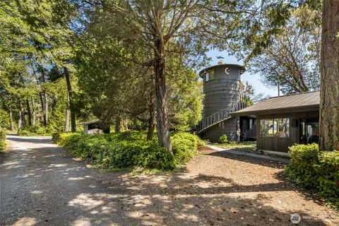 an outdoor space with lots of plants and trees