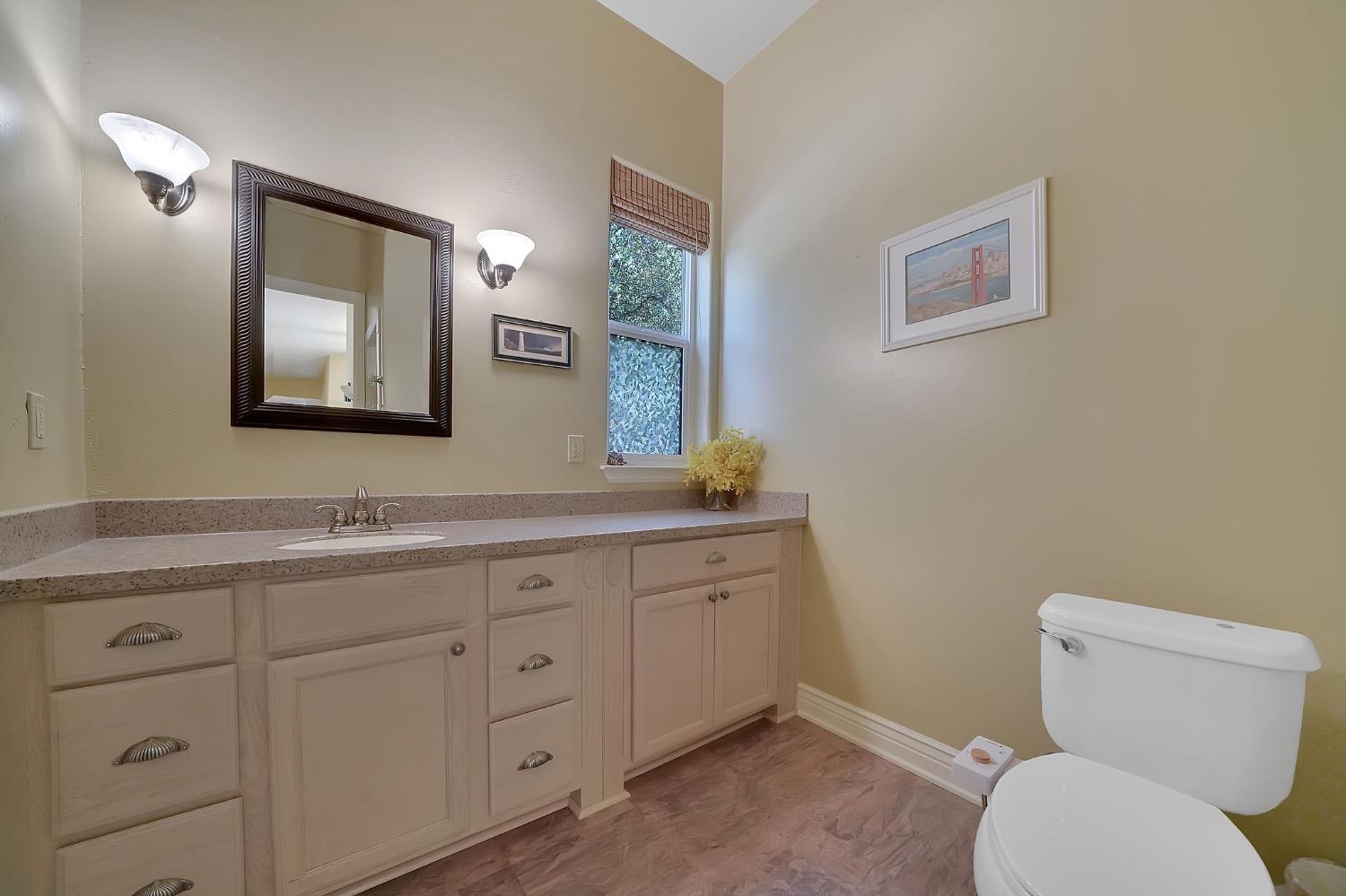 125 Raylan Drive Sutter Creek, CA 95685 - Photo 39 of 79 a bathroom with a toilet a sink and mirror