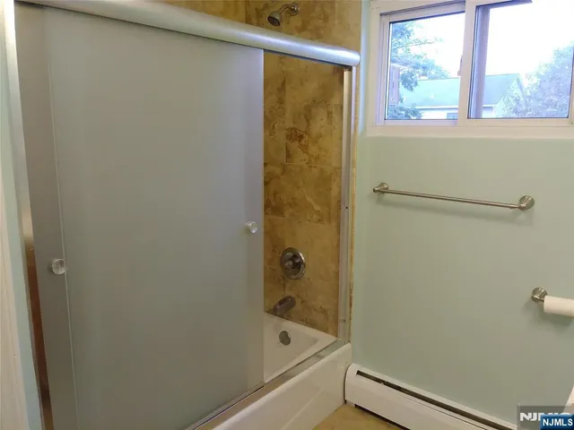 a bathroom with a bathtub