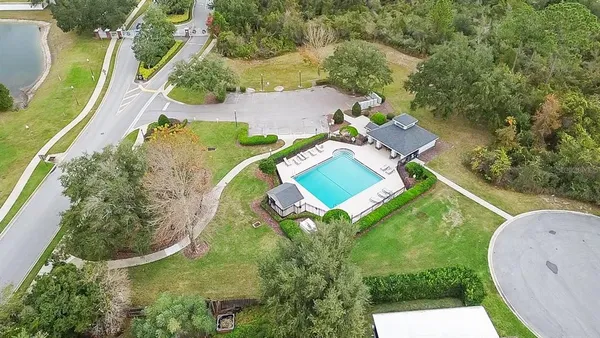 an aerial view of a house