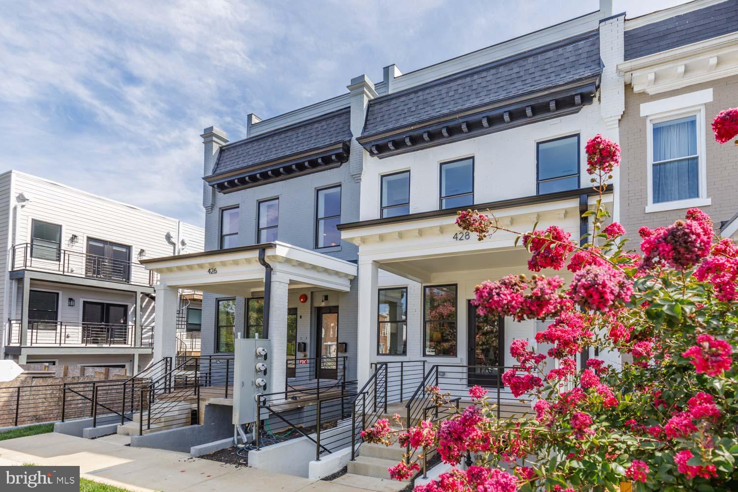 a front view of multiple houses