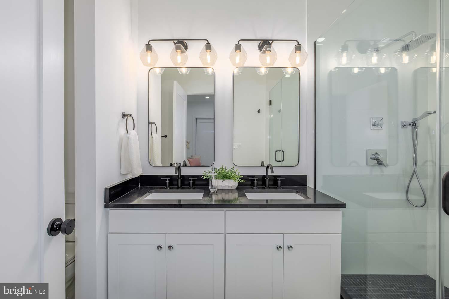 428 Manor Place Northwest, Unit 2 Washington, DC 20010 - Photo 14 of 27 a bathroom with double sink and a mirror