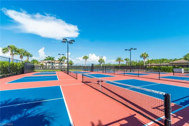 a outdoor view with a swimming pool