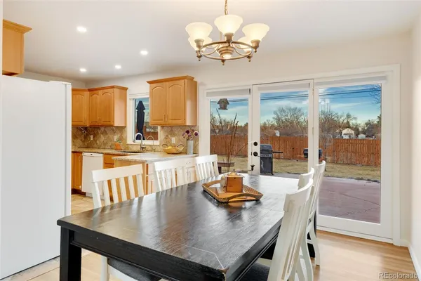 a view of a dining room and livingroom view