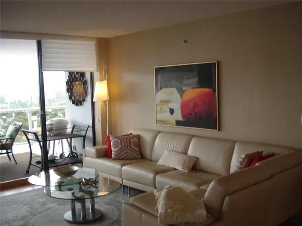 a living room with a large window