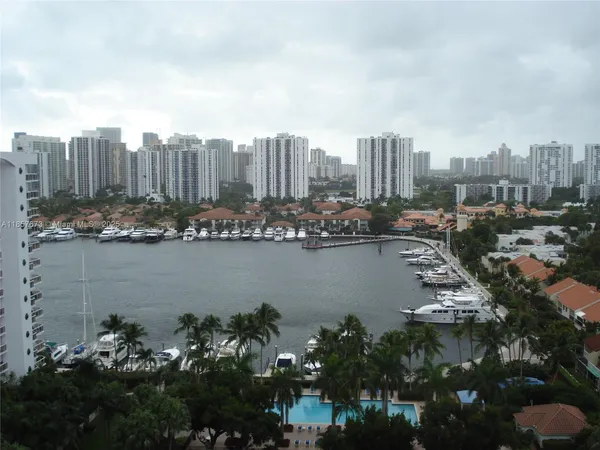 a view of a city with tall buildings