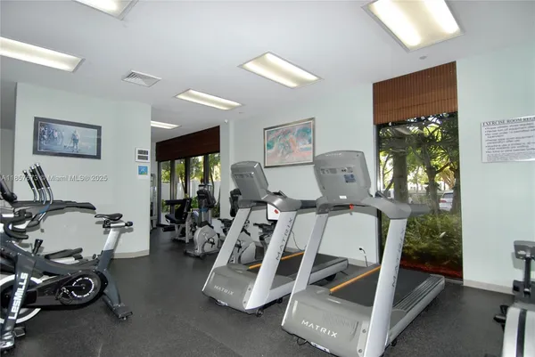 a view of a room with gym equipment