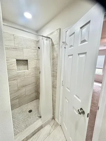 a bathroom with a shower
