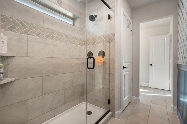 a bathroom with a shower